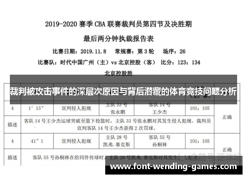 裁判被攻击事件的深层次原因与背后潜藏的体育竞技问题分析